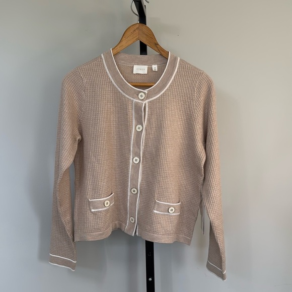 Cyrus NYC oatmeal cream sweater cardigan - Picture 1 of 5